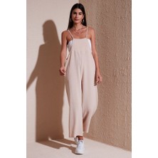 Gelirr 7019 Askılı Bahçivan Tulum - Krem