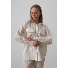 Gelirr Cep Detaylı Oversize Gömlek - Bej