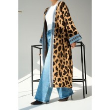 Gelirr Uzun Leopar Hırka - Camel-Mavi
