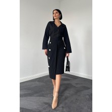 Gelirr Siyah Çizgili Poliviskon Etek