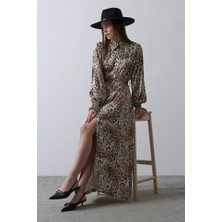 Gelirr Leopar Desenli Gipeli Elbise - Leopar
