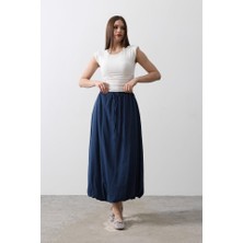 Gelirr Beli Bağlamalı Balon Etek - Indigo