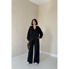 Gelirr Siyah Beli Lastikli Ceket ve Pantolon Takım