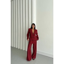 Gelirr Modal 4 Düğme Astarsız Ceket - Pantolon Takım - Bordo