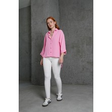 Gelirr Kol Katlama Detaylı Pembe Gömlek