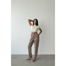 Gelirr Chanel Pantolon Yan Biyeli - Vizon