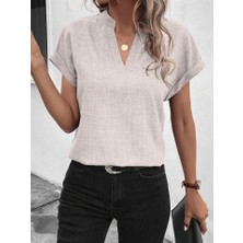 Gelirr Kadın Kısa Kollu Hakim Yaka Sofya Bluz