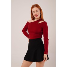 Gelirr Omuz Dekolte Detaylı Bordo Bluz