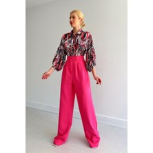 Gelirr Beli Lastikli Saten Gömlek - Fuşya