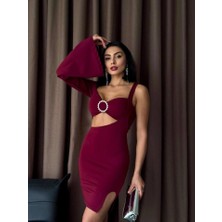 Gelirr Halka Detaylı Tek Kol Mini Elbise