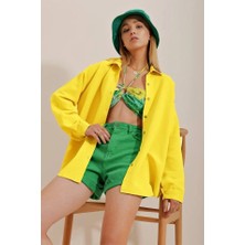 Gelirr Kadın Keten Kumaş Oversize Gömlek