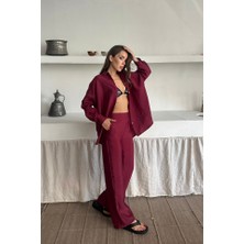 Gelirr Gömlek-Pantolon Takım Cupra Kumaş - Bordo