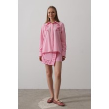 Gelirr Nakış Detaylı Etekli Takım - Pembe