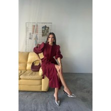 Gelirr Tencel Karpuz Kol Elbise - Bordo