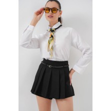 Gelirr Pileli Mini Şort Etek 5336 - Siyah