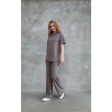 Gelirr Osy Modal Yumuşak Dokulu Kumaş Bisiklet Yaka Taş Detaylı Kısa Kollu Takım - Vizyon