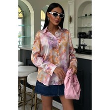 Gelirr Batik Desenli Saten Gömlek 3409