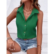 Gelirr Kadın Sıfır Kol Pamela Kumaş Gömlek