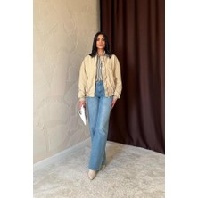 Gelirr Açık Haki Parçalı Bomber Ceket