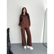Gelirr Gömlek Pantolon Ikili Takım - Kahverengi