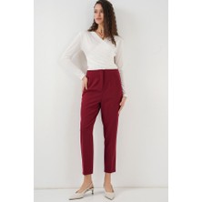 Gelirr 6650 Yüksek Bel Kumaş Pantolon - Bordo