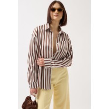 Gelirr Çizgili Saten Gömlek