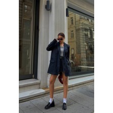 Gelirr Kaşe Ceket Dirsek Deri Parçalı - Lacivert