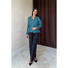 Gelirr Mavi Arka Fiyonk Detaylı Ceket