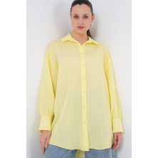Gelirr Çizgili Uzun Gömlek Tunik 5963 - Sarı