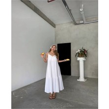 Poplin Kumaş Ayarlanabilir Askılı Elbise