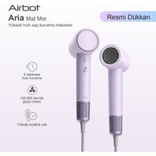 Airbot 200mil Negatif İyonlu, RGB LED Halkalı, Düşük Gürültülü, Çift Hızlı, Seyahat Dostu ve Şık Tasarımlı Yüksek Hızlı Saç Kurutma Makinesi HD188A Mor