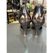 7 Bantlı Yeni Model Salsa Baçata Latin Dansları 6 cm Kadeh Topuklu Dans ve Salon Ayakkabısı Füme