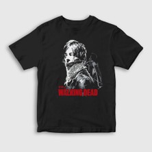 Presmono Unisex Çocuk Siyah Daryl Dixon V2 The Walking Dead T-Shirt