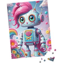100 Parça Puzzle Çift Tasarım Tek Kutu Neşeli Robot