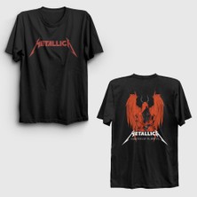 Presmono Unisex Siyah Master Of Puppets V4 Metallica Sırt Baskılı T-Shirt