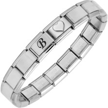 İdol Avm My Heart B Harfli Kalpli Çelik Bileklik Takı Hediyelik Aksesuar