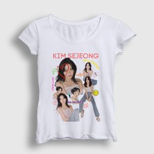 Presmono Kadın Beyaz Poster Kim Sejeong T-Shirt