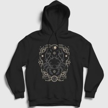 Presmono Unisex Siyah Cancer Zodiac Hediye Yengeç Burcu Kapüşonlu Sweatshirt