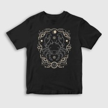Presmono Unisex Çocuk Siyah Cancer Zodiac Hediye Yengeç Burcu T-Shirt