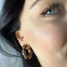 Leona Izleri Küpe Halka Çelik Sarmal trend takı Yaz sezonu Gösterişli Trend Aksesuar Şık tasarım leopar desenli 