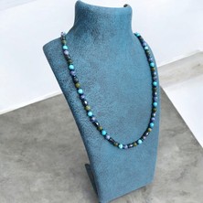 Sodalit Turkuaz Firuze Yeşim Taşı Doğal Taş Kolye, Bohem Kolye, Hematit Kolye, Otantik Kolye, Özel Tasarım Kolye