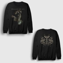 Presmono Unisex Siyah Wings Swallow The Sun Sırt Baskılı Sweatshirt