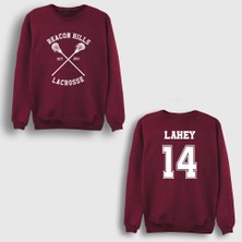 Presmono Unisex Bordo 14 Isaac Lahey Dizi Teen Wolf Sırt Baskılı Sweatshirt