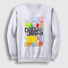 Presmono Unisex Beyaz Bfdi Battle For Dream Island Sweatshirt