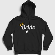 Presmono Unisex Siyah The Bride Gelin Düğün Evlilik Kapüşonlu Sweatshirt