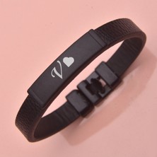 İdol Avm Infinity V Harfli Erkek Deri Bileklik Takı Hediyelik Aksesuar