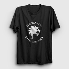Presmono Unisex Siyah Beware The Beast In Black T-Shirt