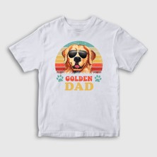 Presmono Unisex Çocuk Beyaz Golden Retriever Dad Dog Hediye Köpek T-Shirt