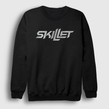 Presmono Unisex Siyah Logo Skillet Sweatshirt