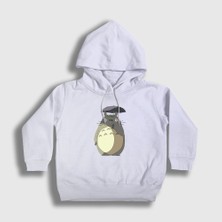 Presmono Unisex Çocuk Beyaz My Neighbor Totoro Rain Kapüşonlu Sweatshirt